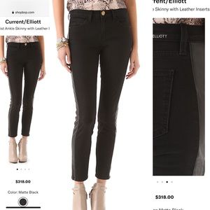 current elliott leather panel jeans